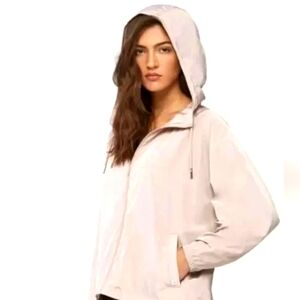 Revolve Soia & Kyo Oaklynn Hooded zip up windbreaker raincoat jacket 1X mauve
